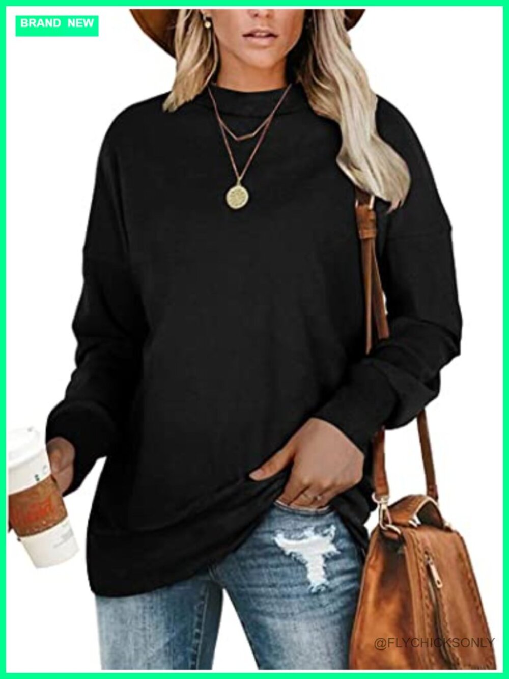 Plus Size Oversized Tunic Sweatshirt Crewneck Long Sleeve Pullover